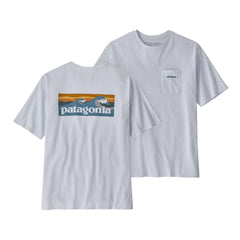 Patagonia M's Boardshort Logo Pocket Responsibili-Tee - Recycled Cotton & Recycled Polyester White Shirt