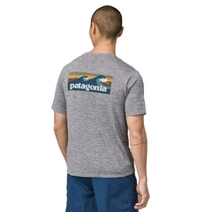 Patagonia M's Cap Cool Daily Graphic Shirt - Waters Boardshort Logo Abalone Blue: Feather Grey Shirt