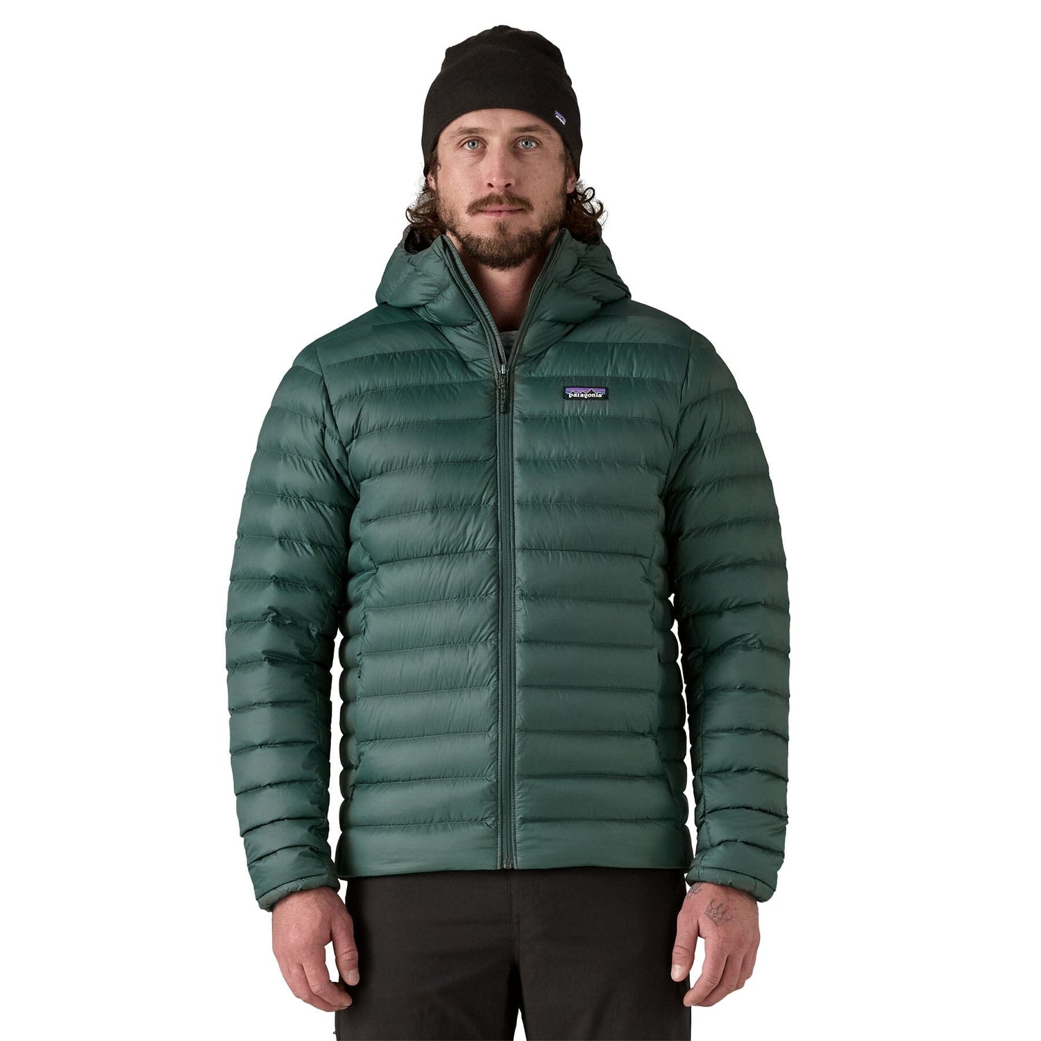 Patagonia M's Down Sweater Hoody - Recycled Nylon & RDS certified Down Cascade Green Jacket