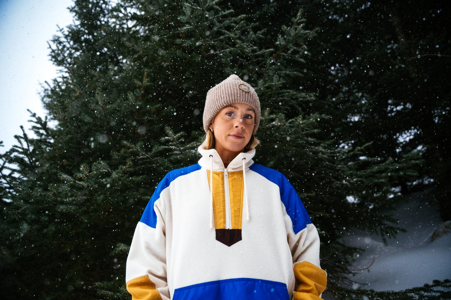 KnowledgeCotton Apparel - M's Fleece Anorak - 100% Recycled PET - Weekendbee - sustainable sportswear