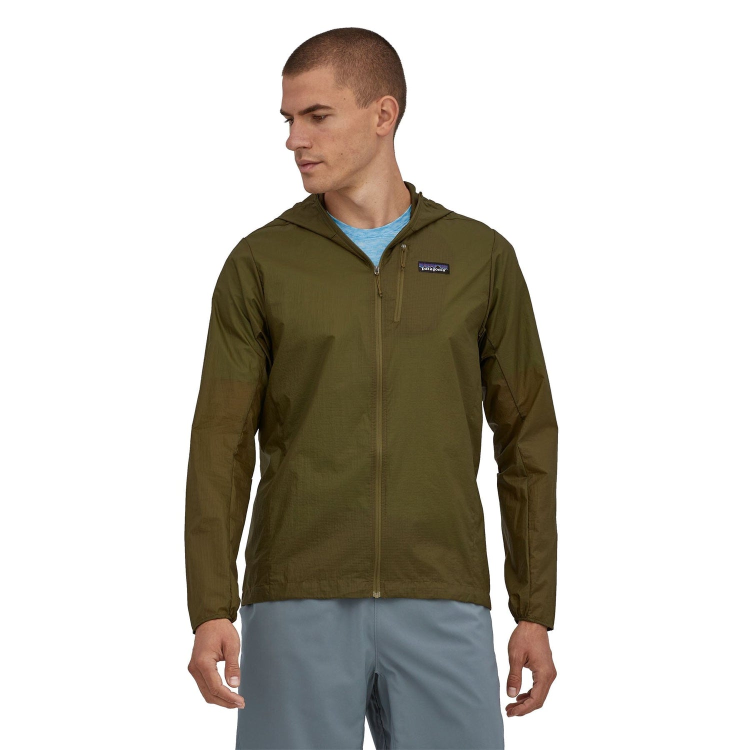 Patagonia M's Houdini® Jacket - 100% Recycled Nylon Fitz Roy Patchwork: Belay Blue Jacket