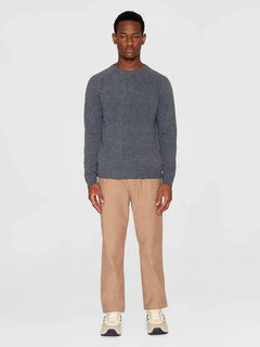KnowledgeCotton Apparel M's Lambswool Crew Neck Grey Shirt