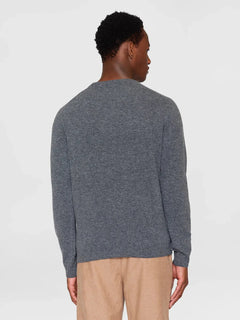 KnowledgeCotton Apparel M's Lambswool Crew Neck Grey Shirt