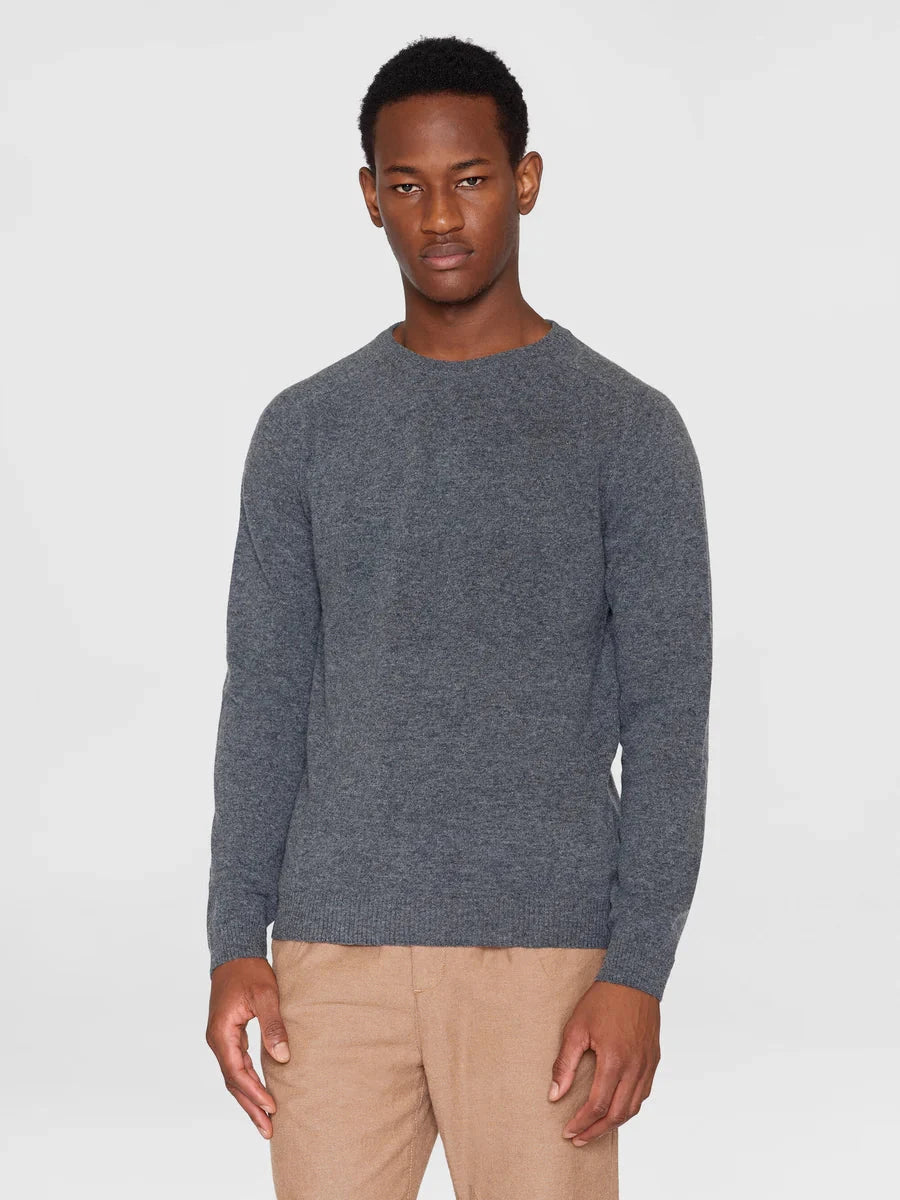 M's Lambswool Crew Neck Shirt KnowledgeCotton Apparel Grey S 