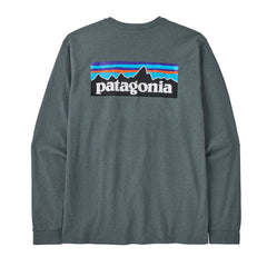 Patagonia M's Long-Sleeved P-6 Logo Responsibili-Tee® - Recycled Polyester White Shirt