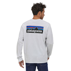 Patagonia M's Long-Sleeved P-6 Logo Responsibili-Tee® - Recycled Polyester White Shirt