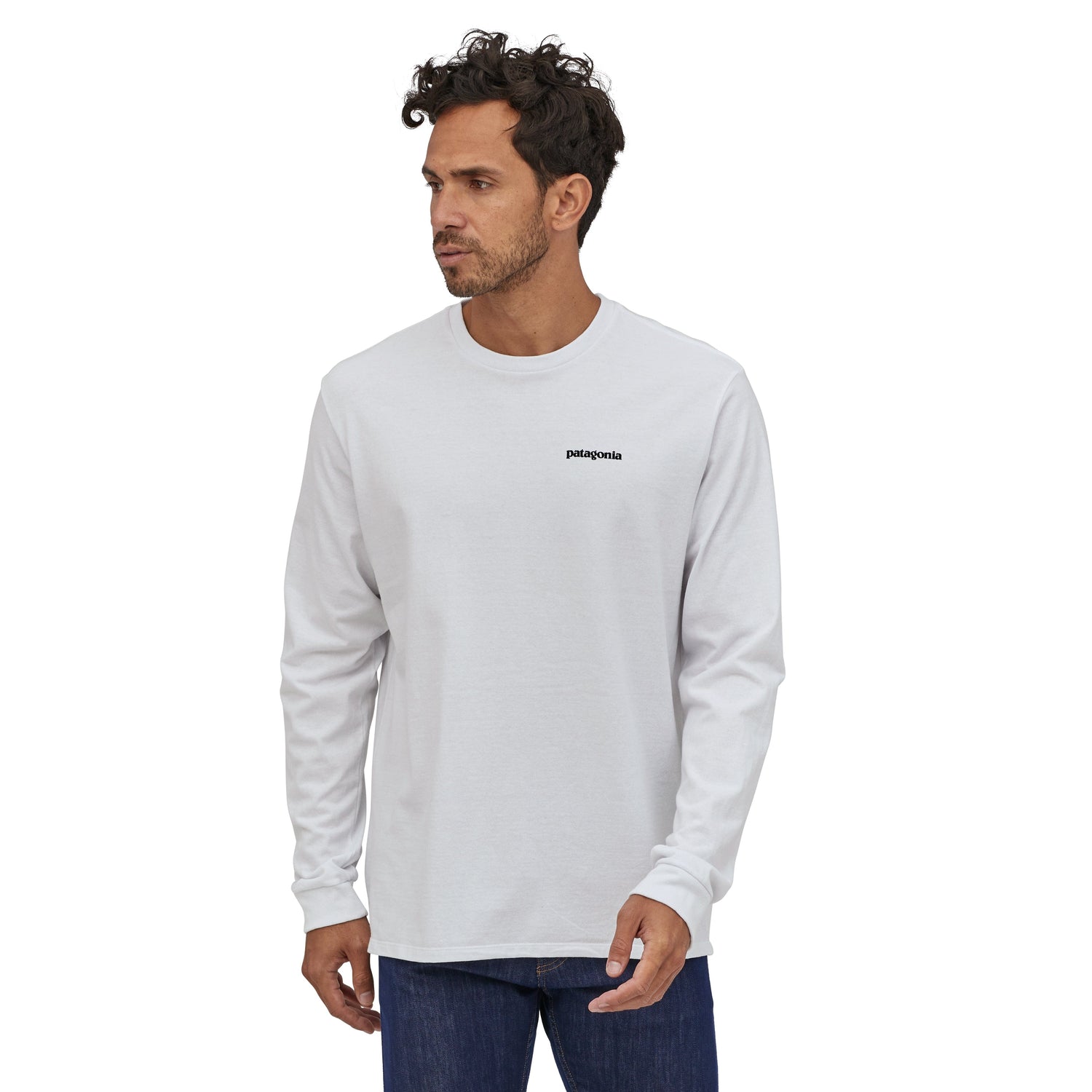 M's Long-Sleeved P-6 Logo Responsibili-Tee® - Recycled Polyester Shirt Patagonia White S 