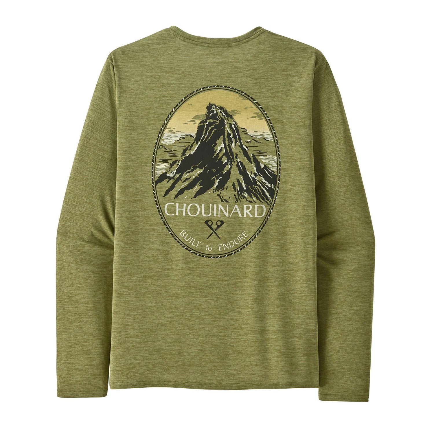 Patagonia M's L/S Cap Cool Daily Graphic Shirt Lands - Recycled polyester & polyester Chouinard Crest: Buckhorn Green X-Dye Shirt