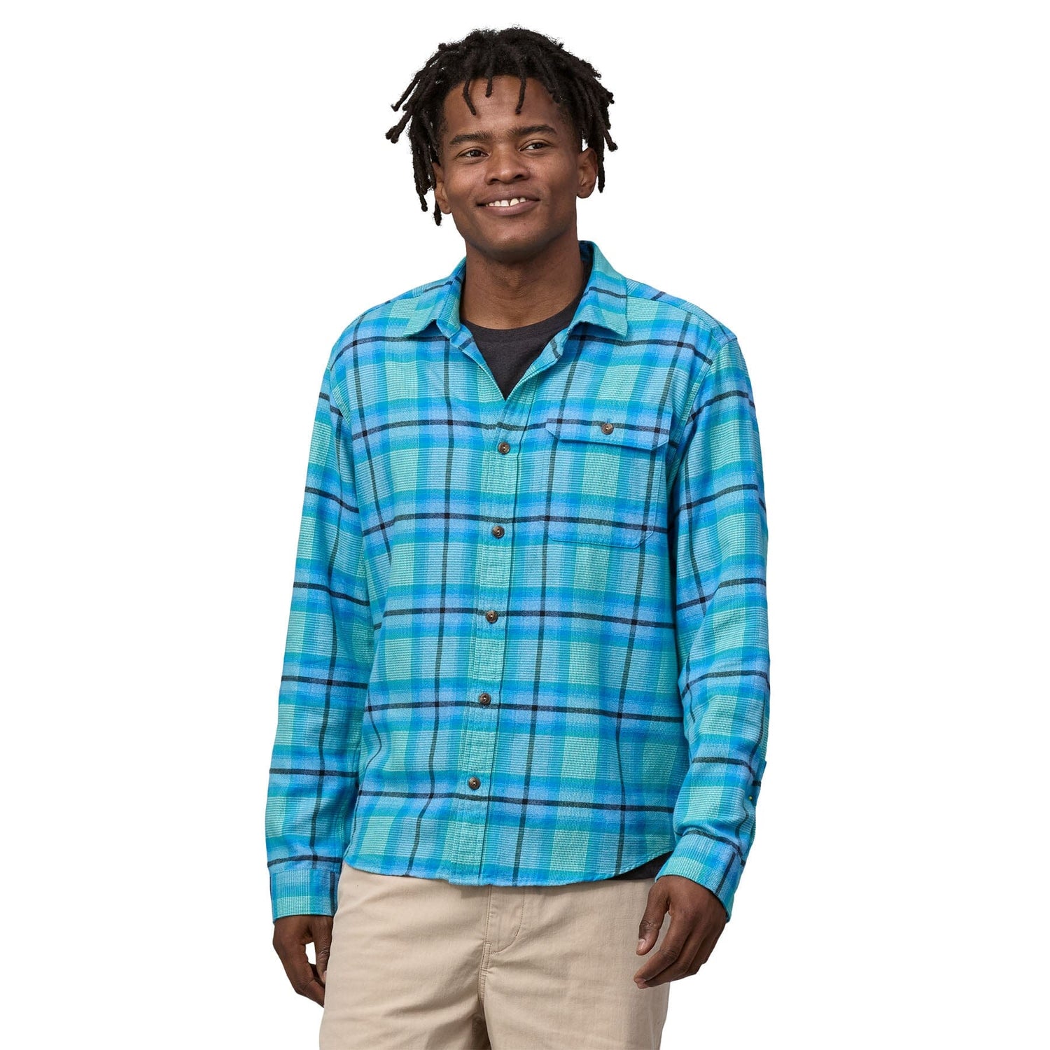 Patagonia M's L/S Cotton in Conversion LW Fjord Flannel Shirt - 100% Cotton in Conversion Ocean: Subtidal Blue Shirt