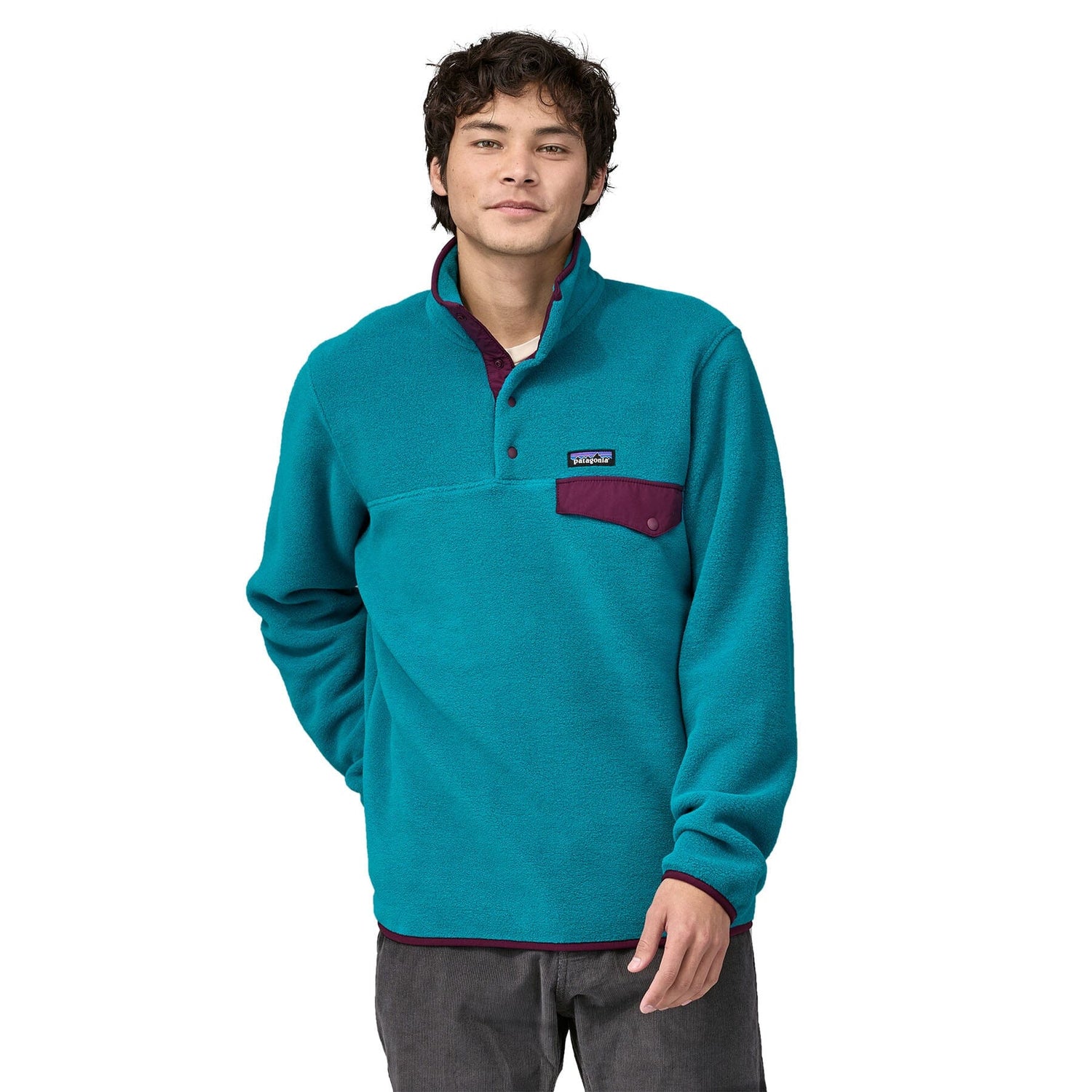 Patagonia M's LW Synch Snap-T Fleece Pullover - 100% Recycled Polyester Belay Blue Shirt