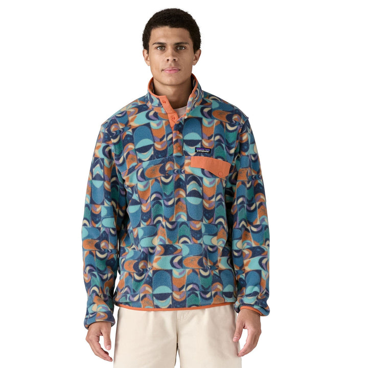 Patagonia M's LW Synch Snap-T Fleece Pullover - 100% Recycled Polyester Swallowtail Geo: Still Blue Shirt