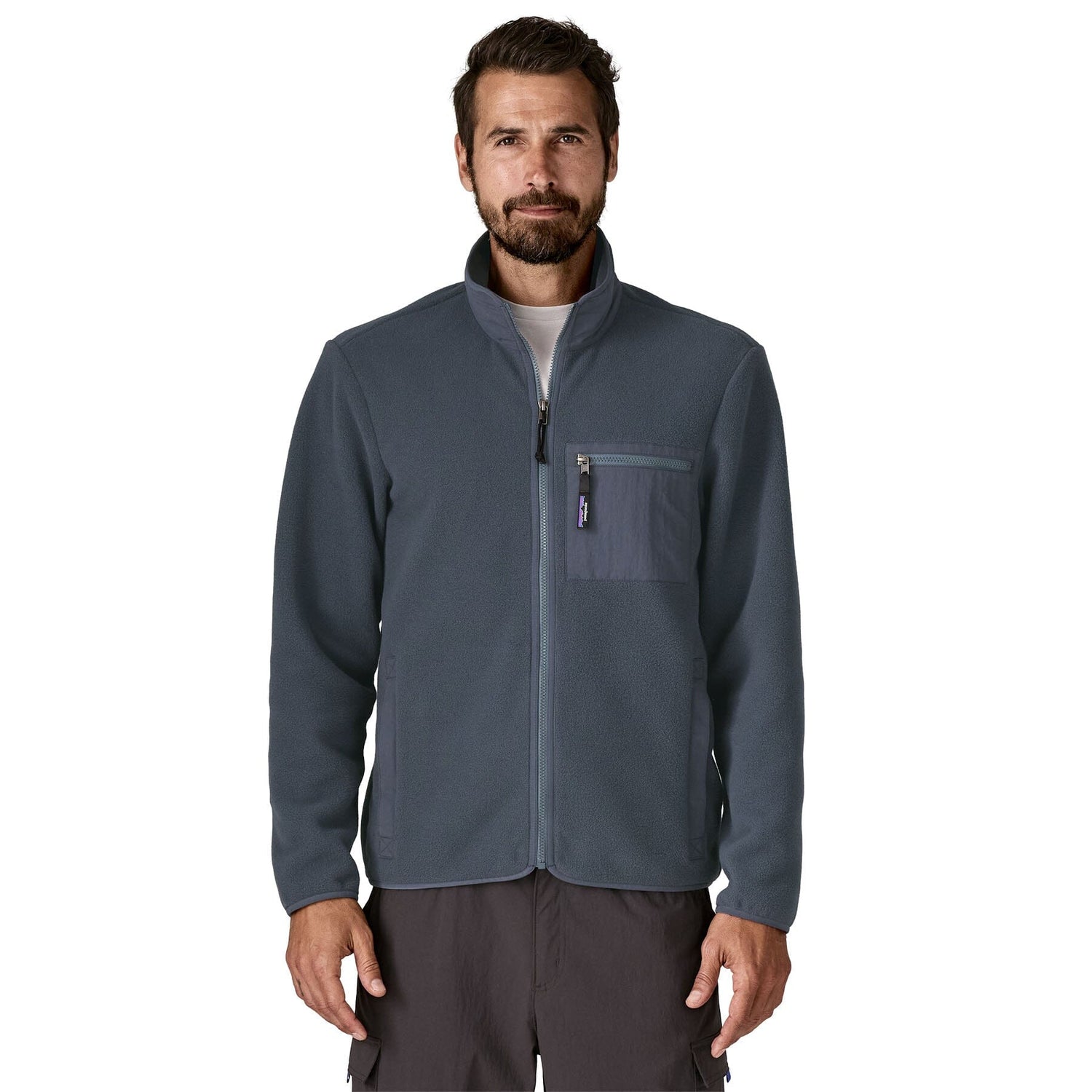 Patagonia M's Synchilla Fleece Jacket - 100% Recycled Polyester Smolder Blue w Smolder Blue Shirt