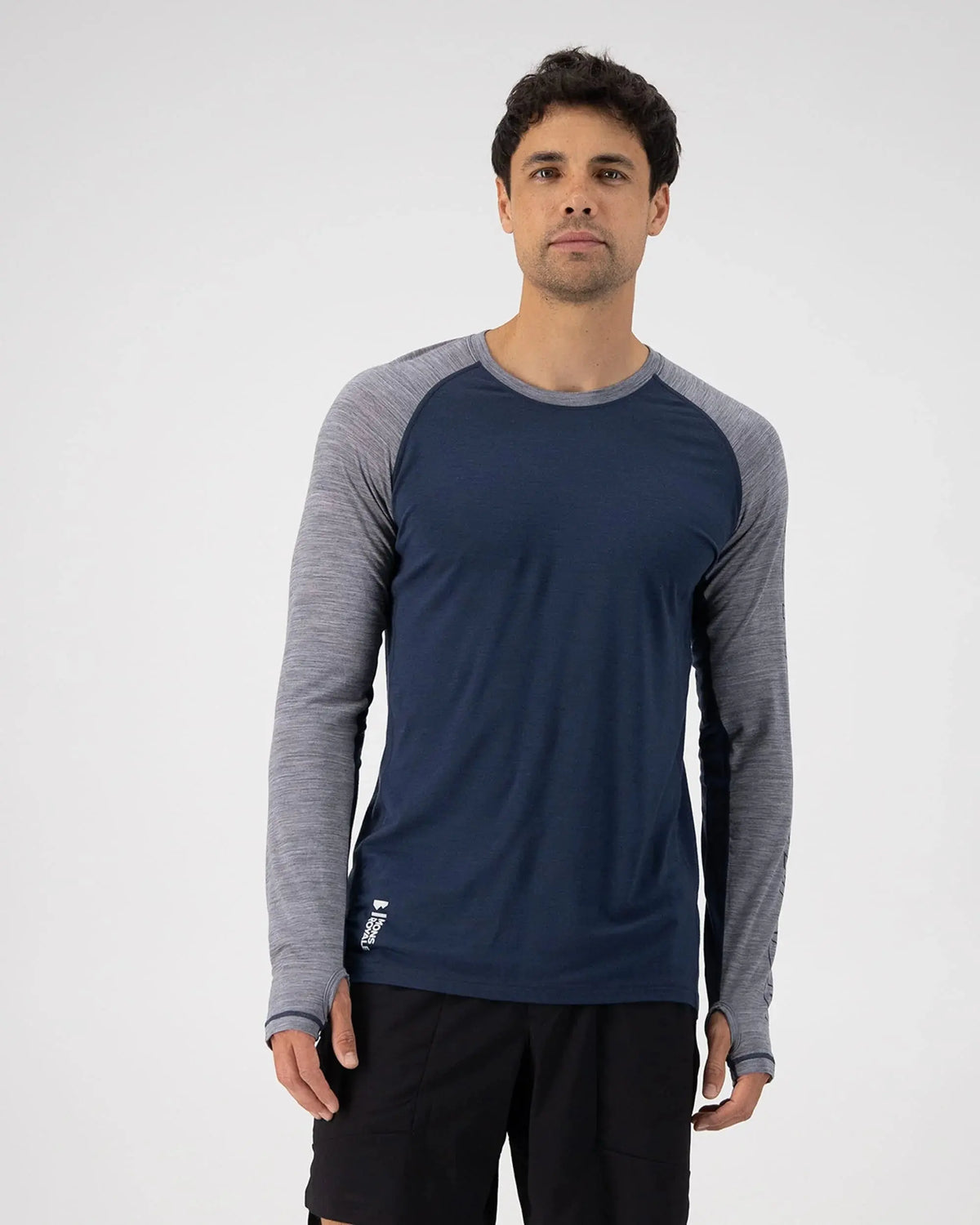 Mons Royale M's Temple Tech Long-Sleeve Shirt - Merino wool Grey Heather Midnight Shirt