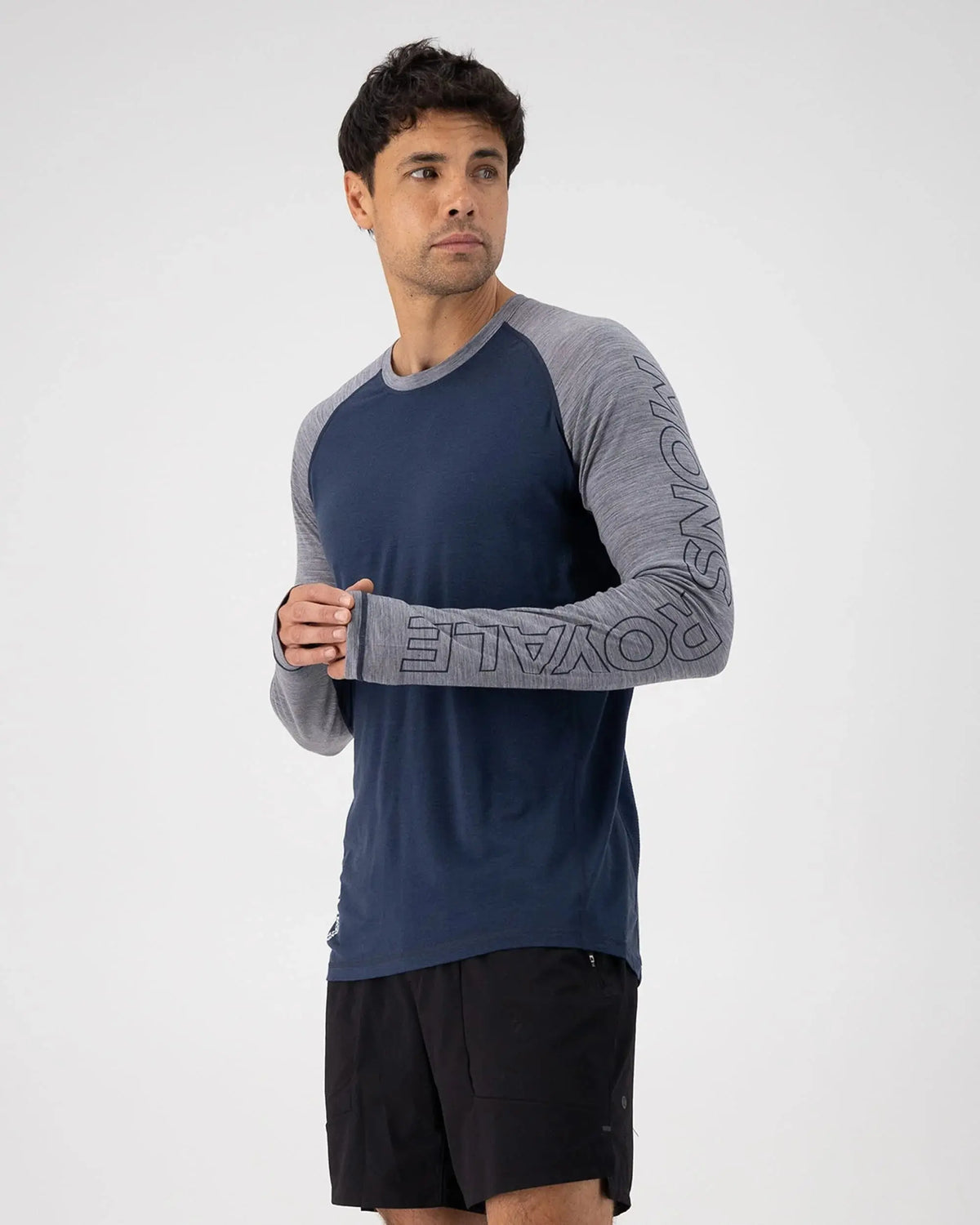Mons Royale M's Temple Tech Long-Sleeve Shirt - Merino wool Grey Heather Midnight Shirt