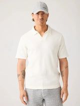 Organic Cotton Waffle Polo - Egret