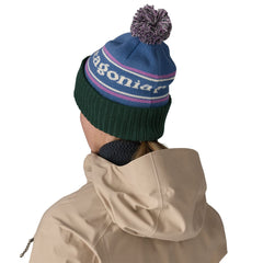 Patagonia Powder Town Beanie -100% Recycled Polyester Park Stripe: Barnacle Blue Headwear