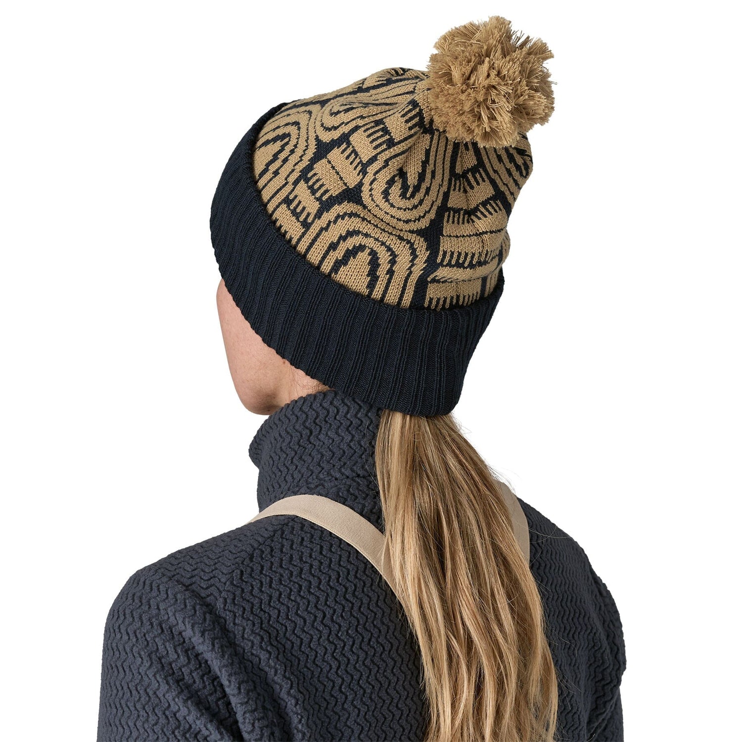 Patagonia Powder Town Beanie -100% Recycled Polyester Flow: Sunken Blue Headwear