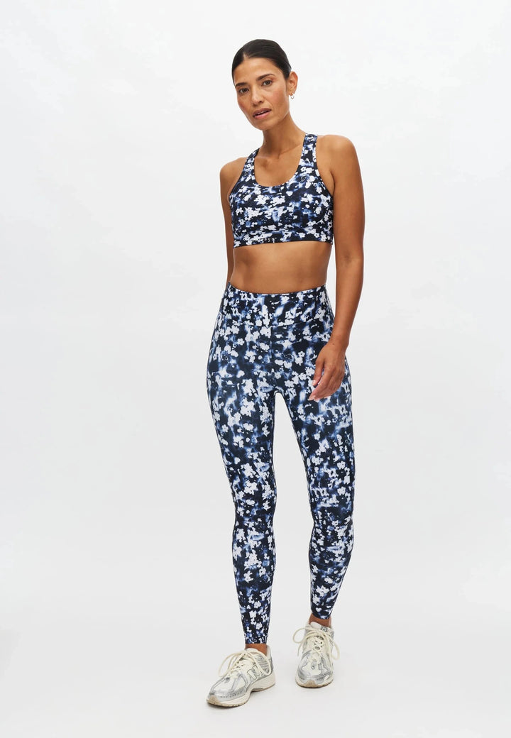 Printed High Waist Tights Pants Röhnisch Indigo Bloom S 