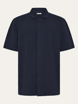 Relaxed Seersucker Short Sleeve Shirt - Night Sky