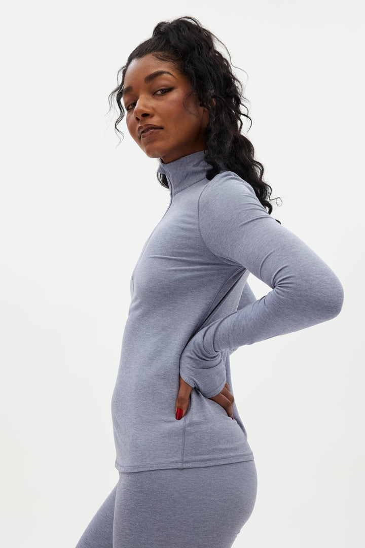 Reset Long Sleeve Mock Neck, Half Zip Shirt Girlfriend Collective