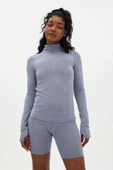 Girlfriend Collective - Reset Long Sleeve Mock Neck, Half Zip - Weekendbee - sustainable sportswear