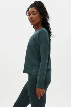 Girlfriend Collective ReSet Long Sleeve Tee - Recycled PET Moss Shirt