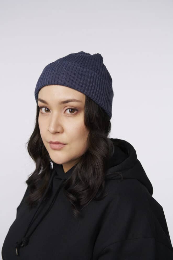 Rib Beanie Headwear Pure Waste Navy Melange 