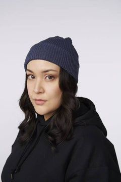 Rib Beanie Headwear Pure Waste Navy Melange 