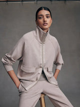 Roxbury Zip-Through Sweat Shirt Varley Taupe Marl XS