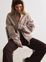 Script Zip Jacket - Dark Clay