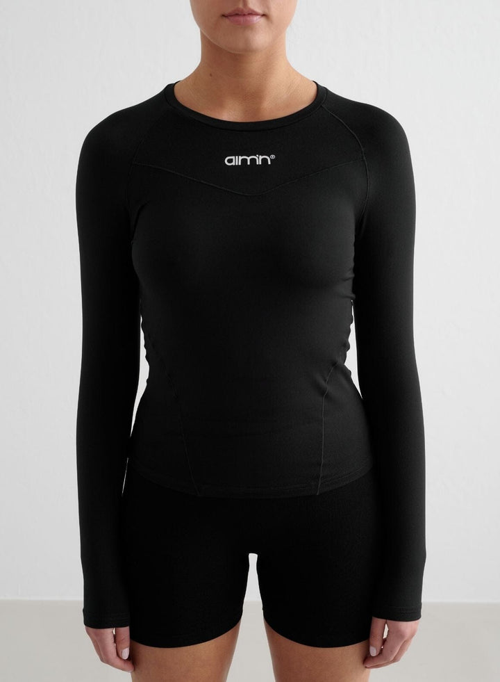 Soft Basic Long Sleeve Tops Aimn Black S
