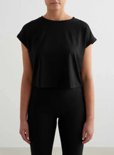 Soft Basic Roll Sleeve Top Tops Aimn Black S