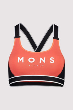 Mons Royale Stella X-Back Bra - Merino Wool Hot Coral / Black XS Underwear