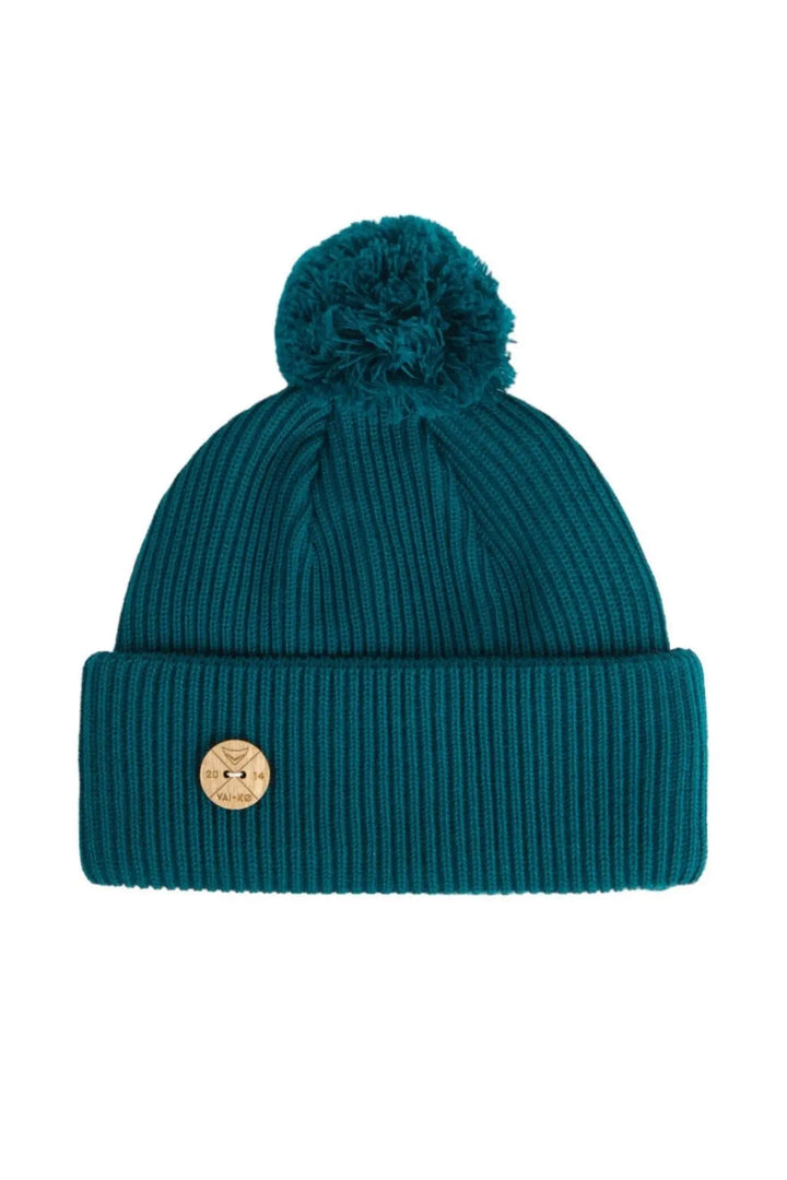 Timberjack Pom Beanie - 100% Organic Merino Wool Headwear VAI-KØ Deep Teal