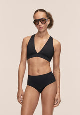 Bikiniöverdel med V-hals och korsrygg - Svart