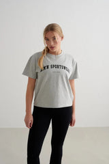 Varsity Boxy T-Shirt - Grey Melange