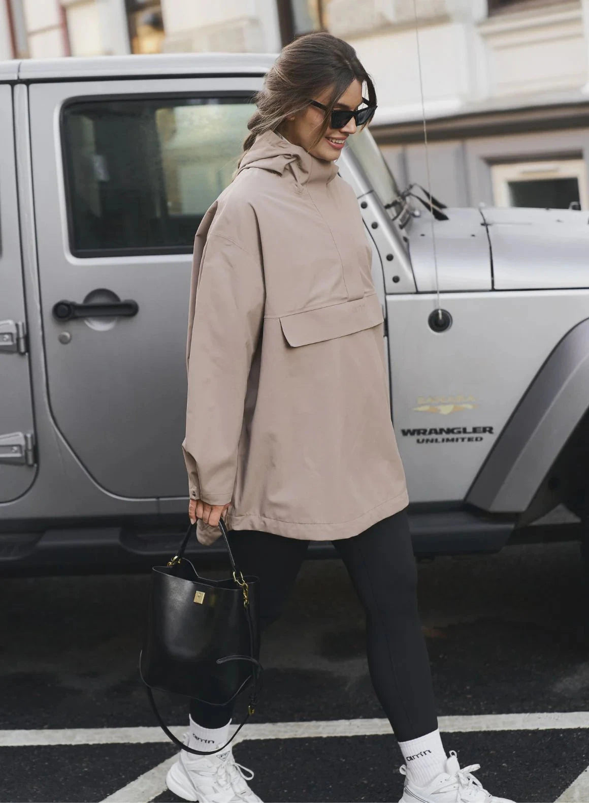 Aimn Waterproof Oversized Anorak Espresso Outerwear