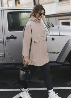 Aimn Waterproof Oversized Anorak Espresso Outerwear