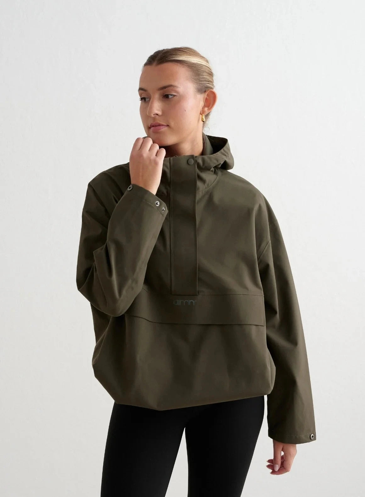Aimn Waterproof Oversized Anorak Khaki Outerwear