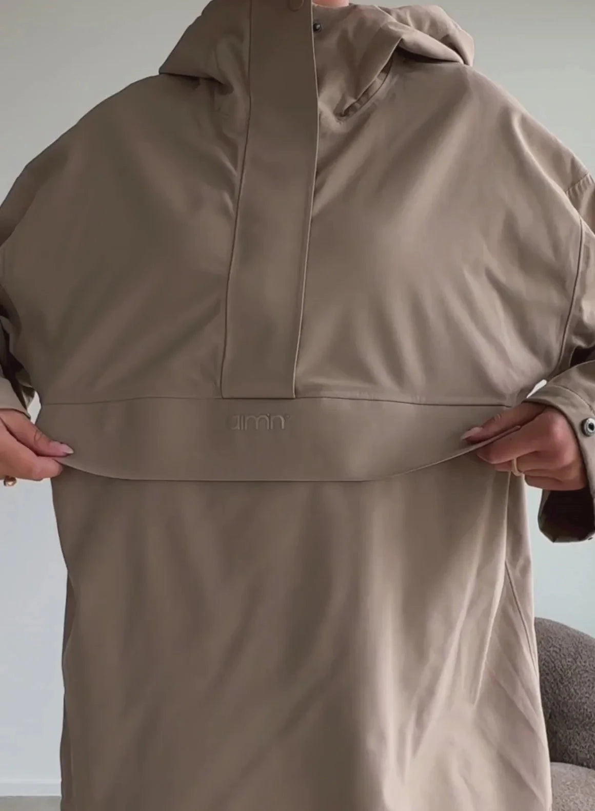 Aimn Waterproof Oversized Anorak Espresso Outerwear