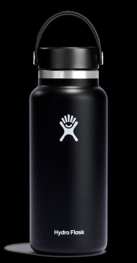 Wide Mouth Bottle 0.94l/32oz - BPA free Stainless Steel Cutlery Hydro Flask Black