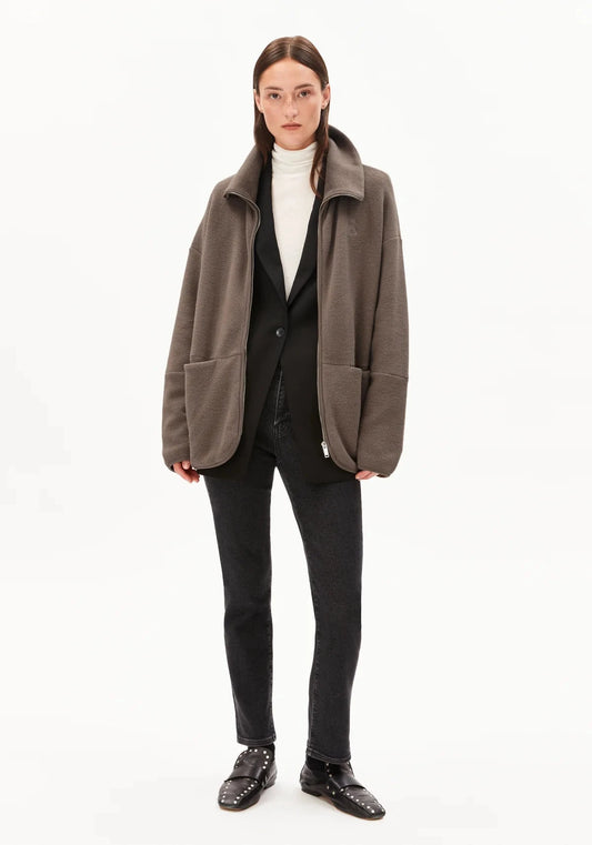 Armedangels W's Anaawil Cotton Fleece Jacket - 100% Organic Cotton Walnut Cream Jacket