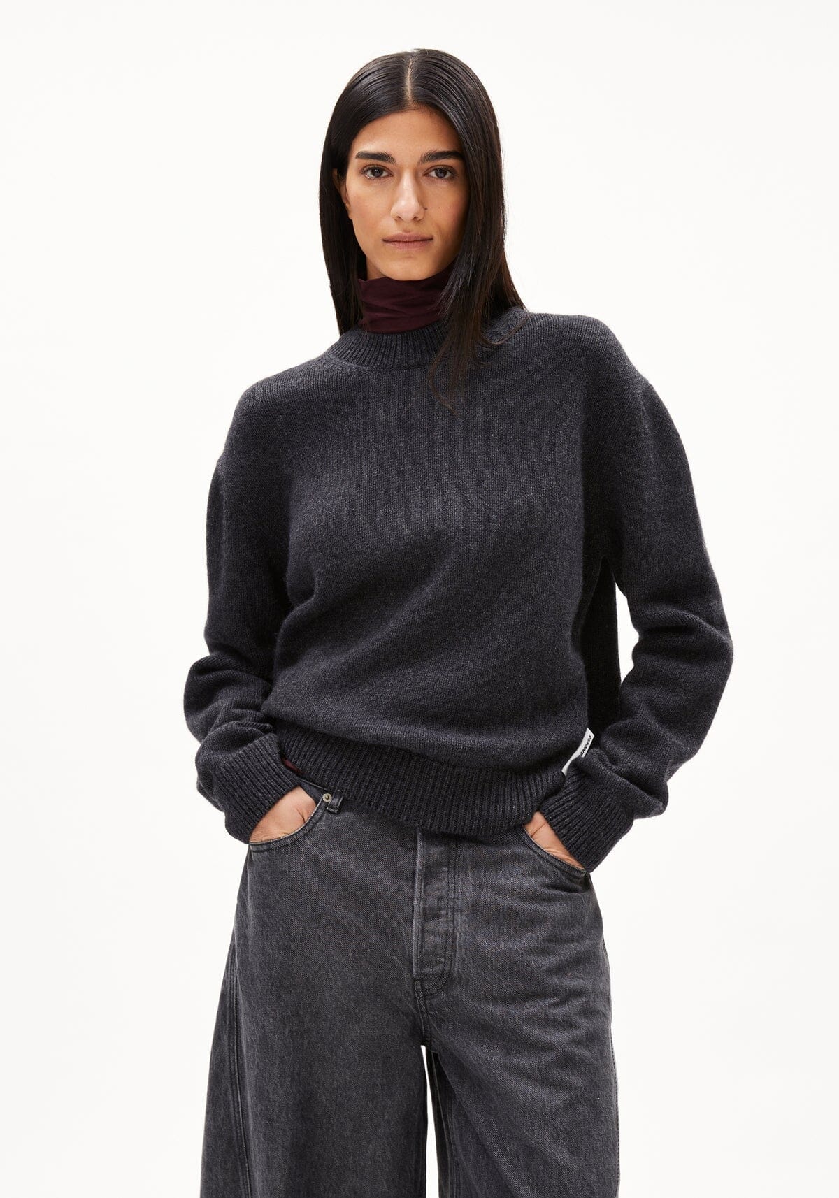 W's Balbaa Jumper - Organic Wool Blend Jacket Armedangels Steel Melange S 