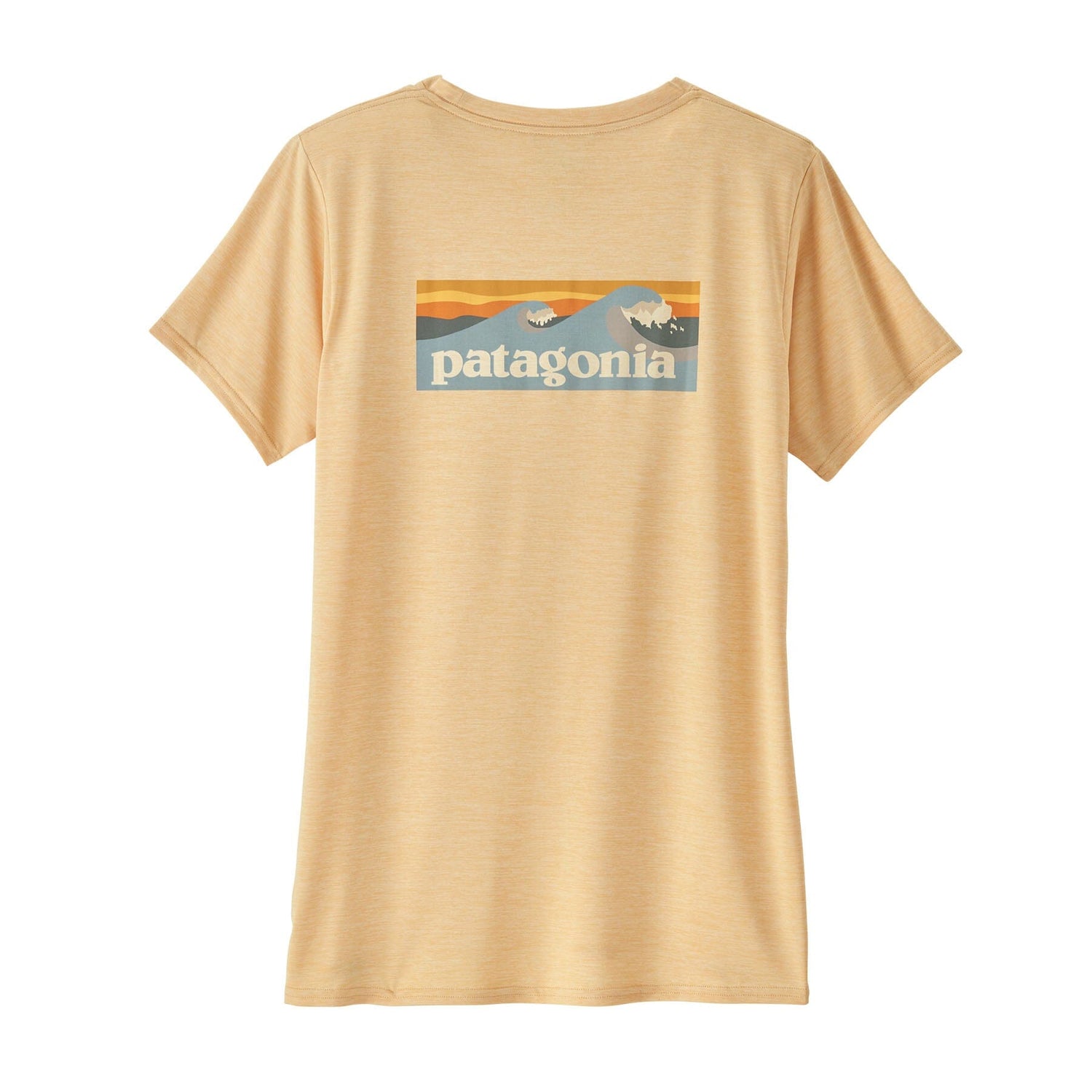 Patagonia W's Cap Cool Daily Graphic Shirt - Waters - Recycled Polyester Boardshort Logo: Sandy Melon X-Dye Shirt