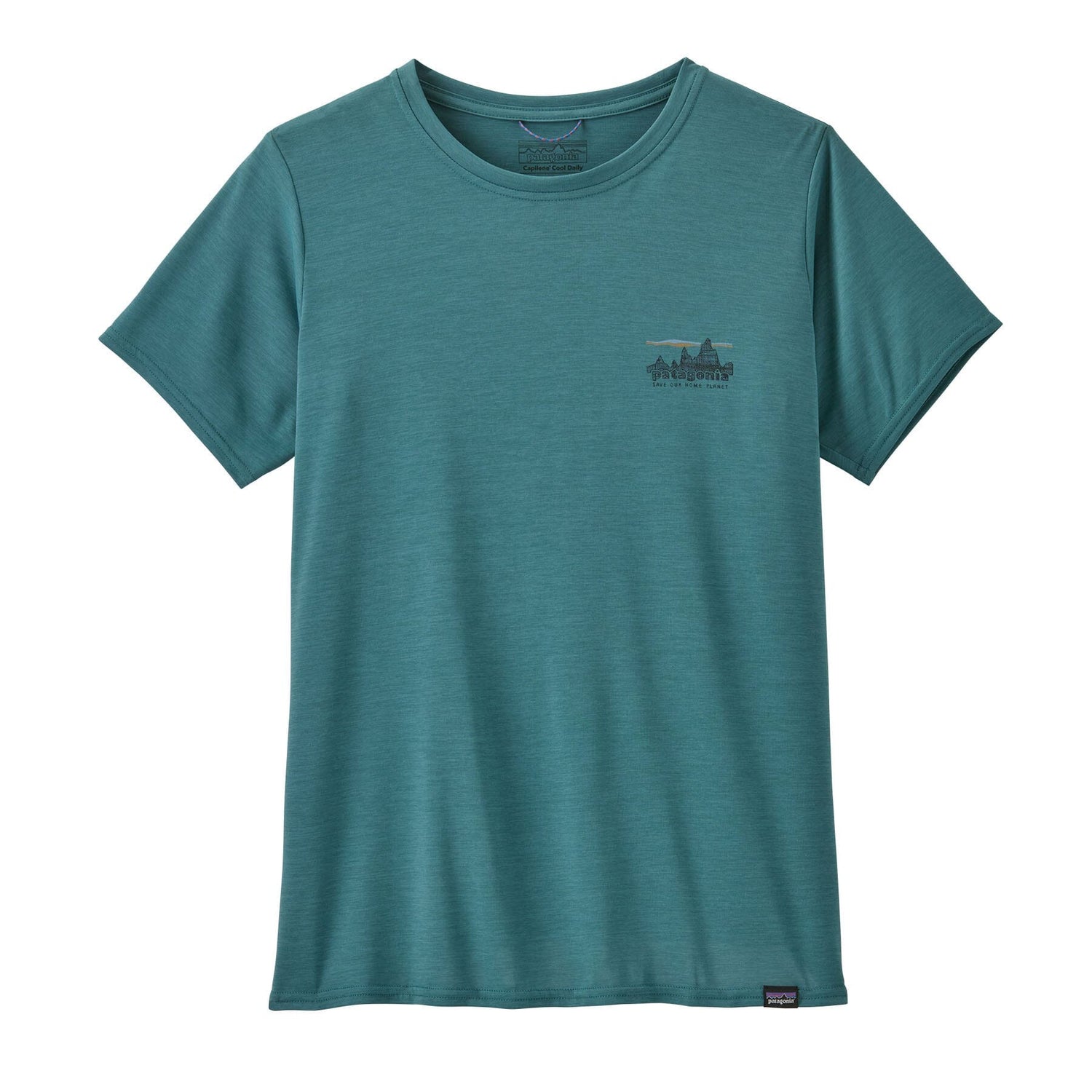 Patagonia W's Capilene® Cool Daily Graphic T-Shirt - Recycled Polyester '73 Skyline: Wetland Blue X-Dye Shirt