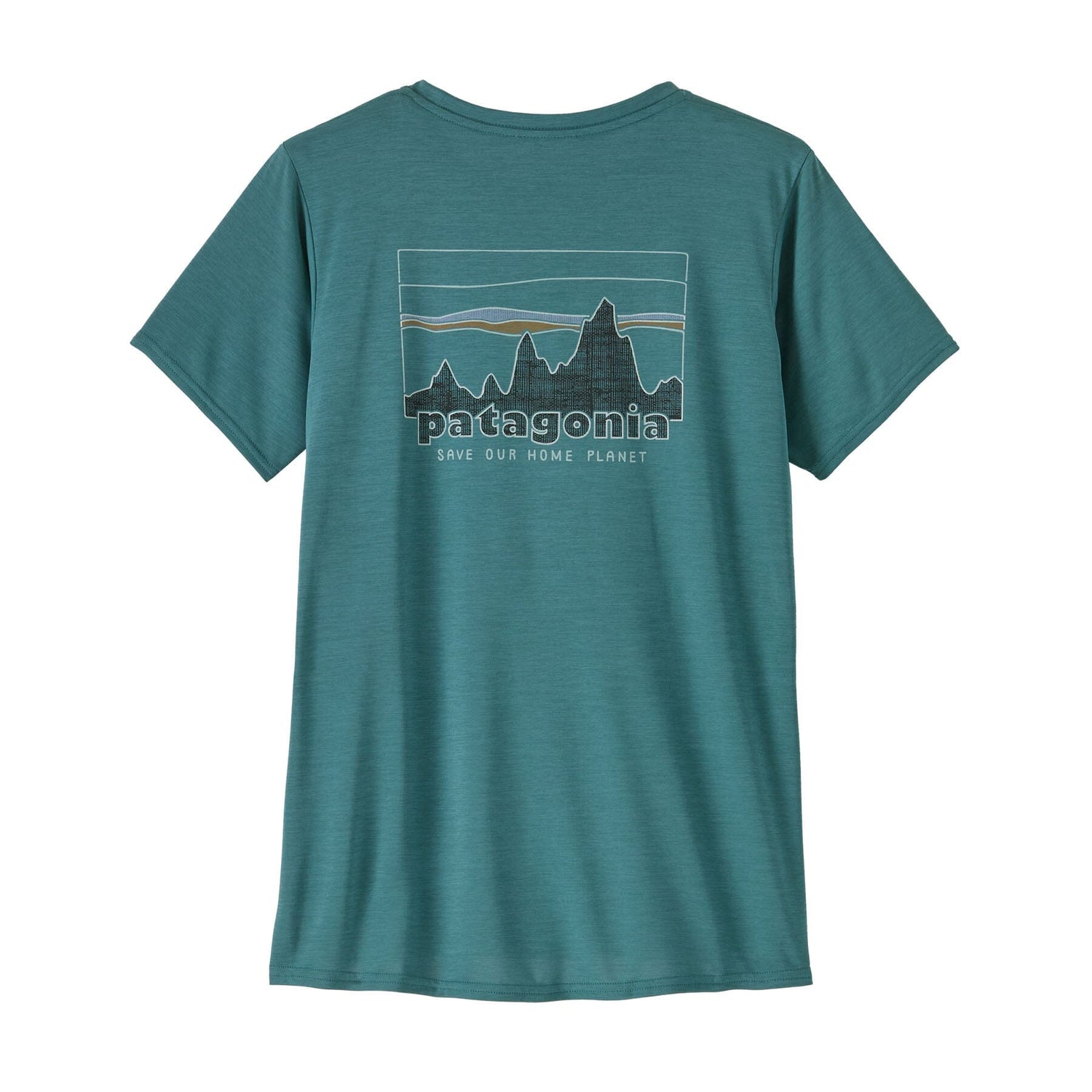 Patagonia W's Capilene® Cool Daily Graphic T-Shirt - Recycled Polyester '73 Skyline: Wetland Blue X-Dye Shirt
