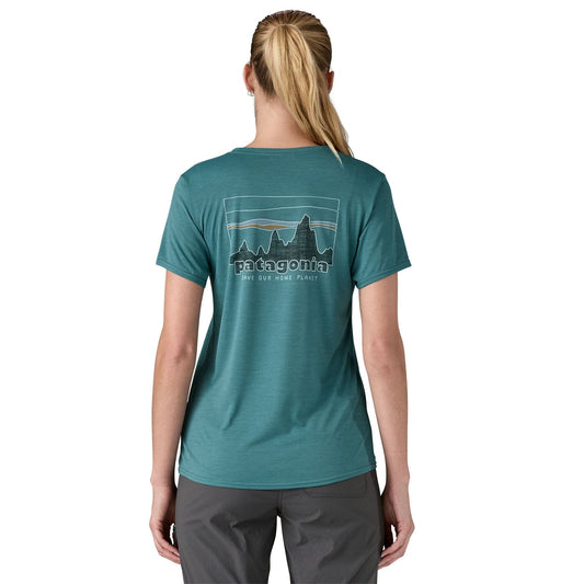 Patagonia W's Capilene® Cool Daily Graphic T-Shirt - Recycled Polyester '73 Skyline: Wetland Blue X-Dye Shirt