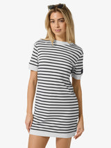 Kvinnors Sportig randig BIO-klänning - Fresh White/Navy Stripe