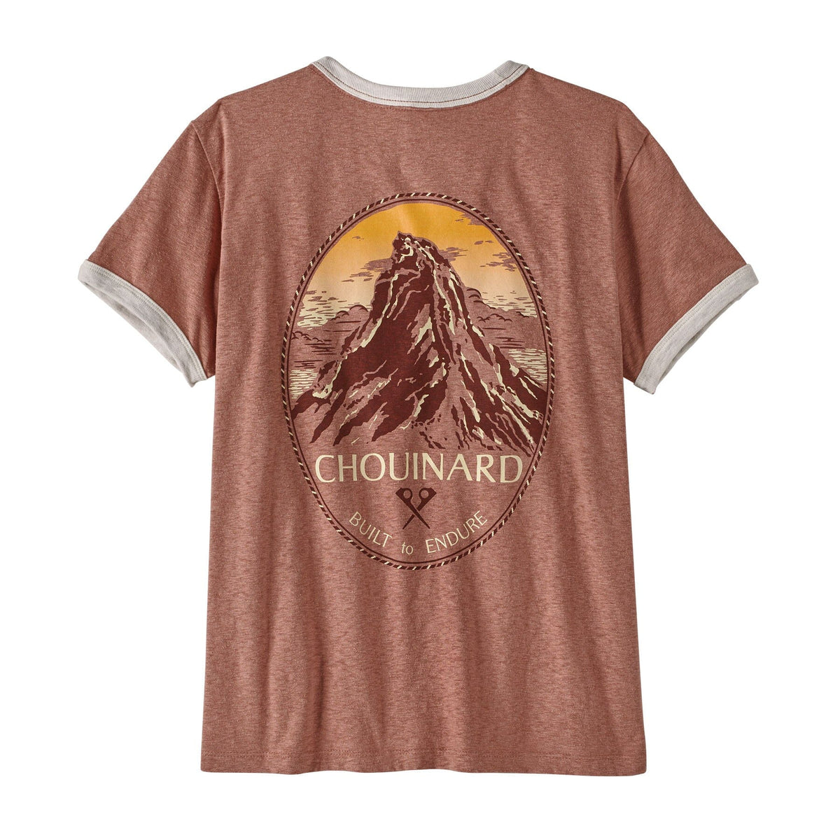 Patagonia W's Chouinard Crest Ringer Responsibili-Tee - 100% recycled fabrics Sienna Clay Shirt