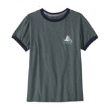 Patagonia W's Chouinard Crest Ringer Responsibili-Tee - 100% recycled fabrics Nouveau Green Shirt